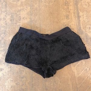 all saints hand embellished navy shorts.